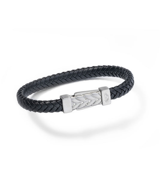 Silver bracelet with leather | Spiga