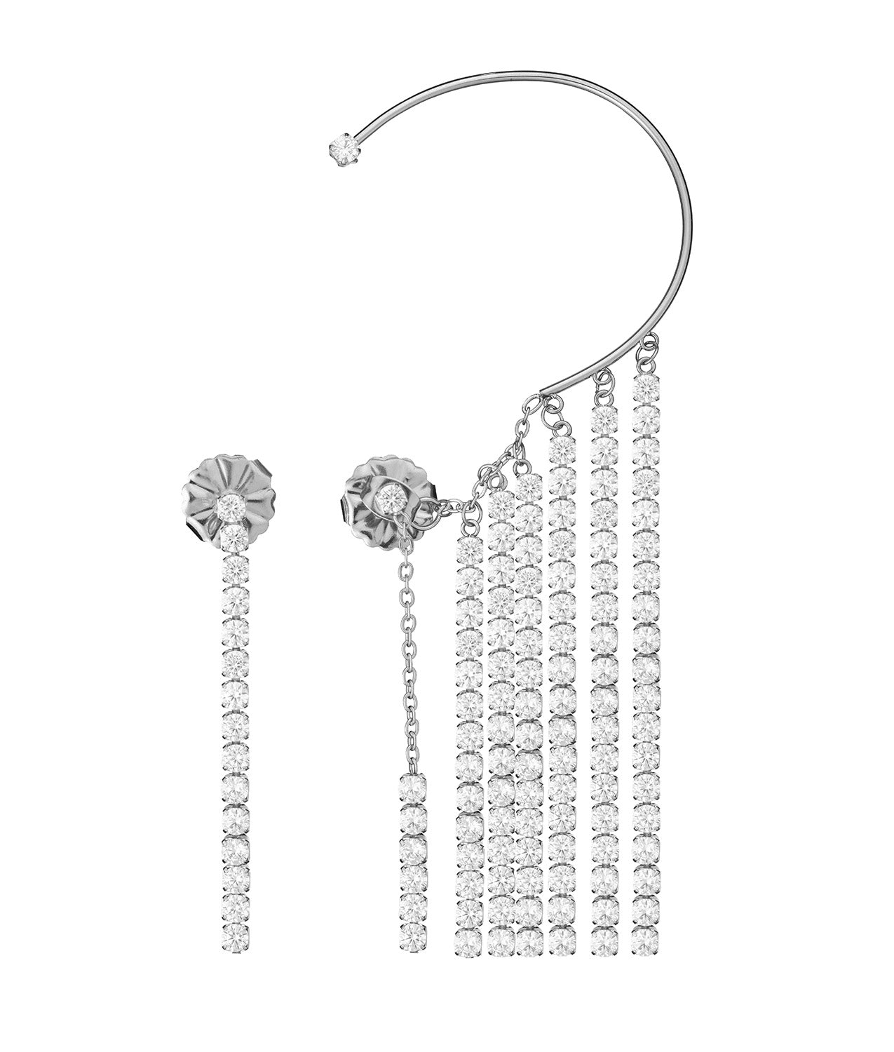 Pack de brincos prateados com cristais Beautiful