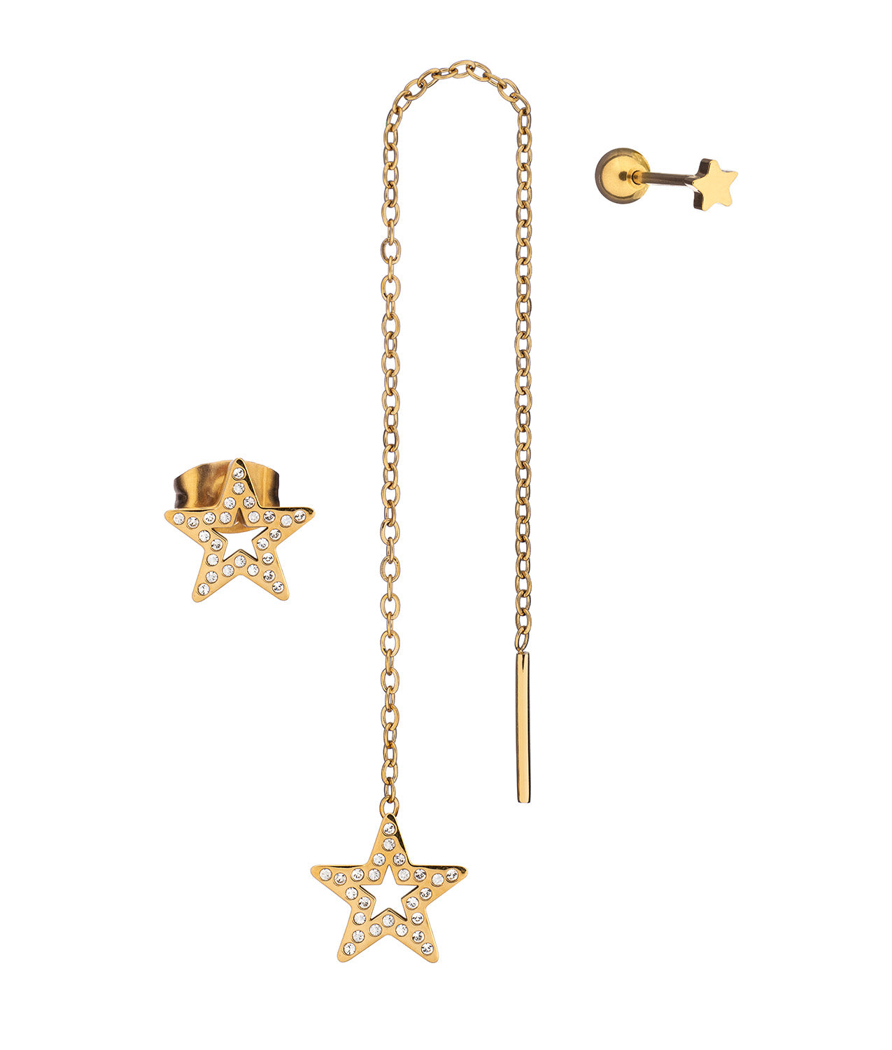 Brincos dourados com estrelas Beautiful