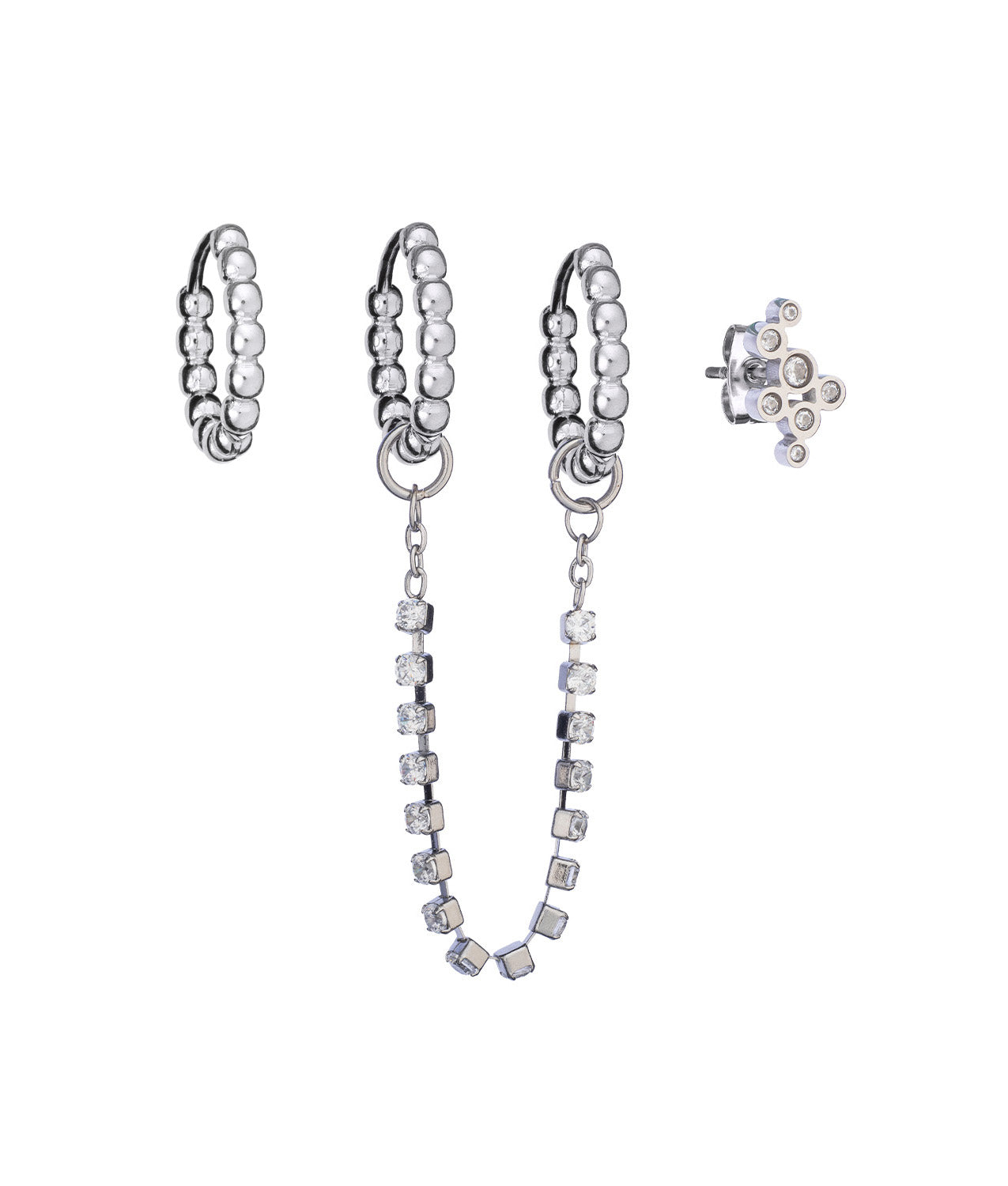 Beautiful silver earrings with crystals