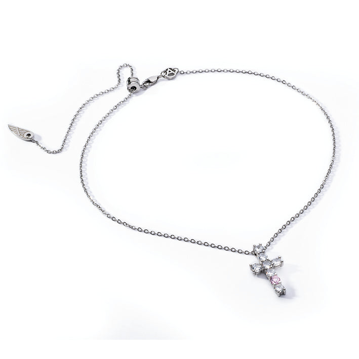 Silver cross necklace with crystals | Lost in you
