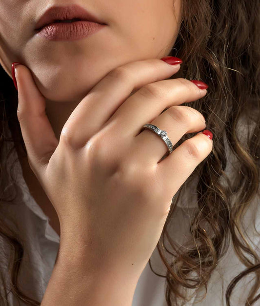Simple silver ring with crystals | Never ending story