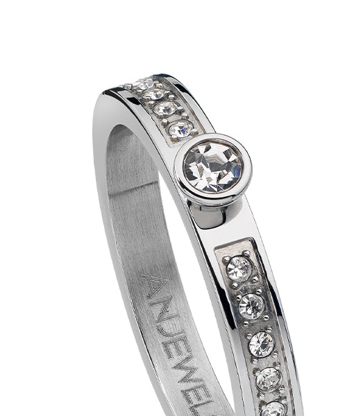 Simple silver ring with crystals | Never ending story