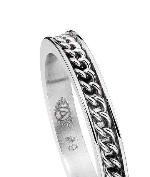 Simple silver ring with chain | Never ending story