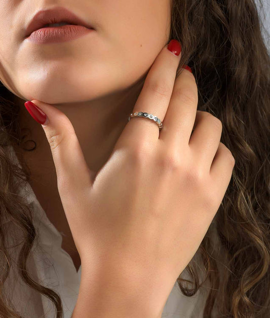 Simple silver ring with crystals | Never ending story