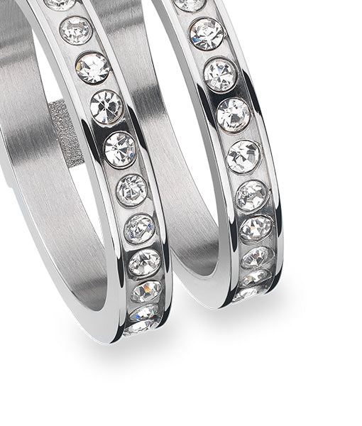 Silver double ring with crystals | Never ending story