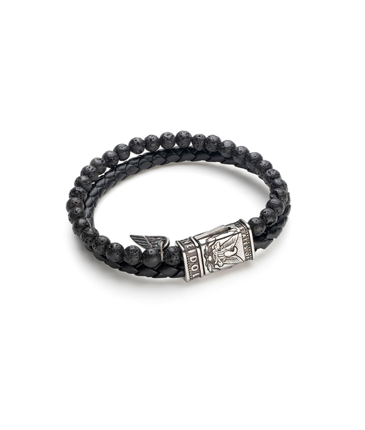Armband mit Leder und Vulkansteinen | American Dream