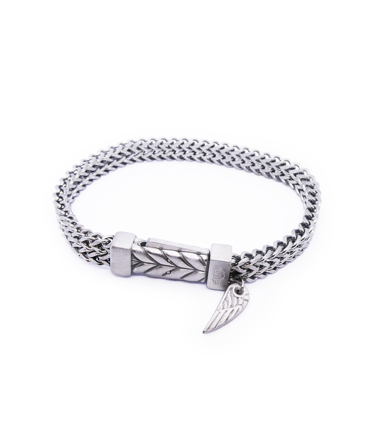 Mattsilbernes Armband mit Stahlgeflecht | Spiga