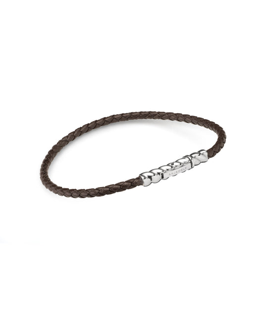 Dünnes Silberarmband mit Leder | My Way