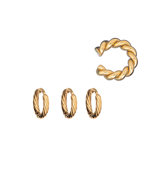Schönes Set aus goldenen Ohrringen