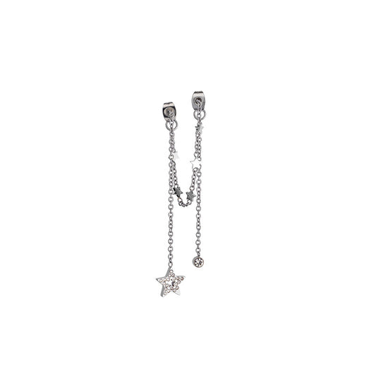 Einzelner silberner Kettenohrring mit Stern | My Lucky Star