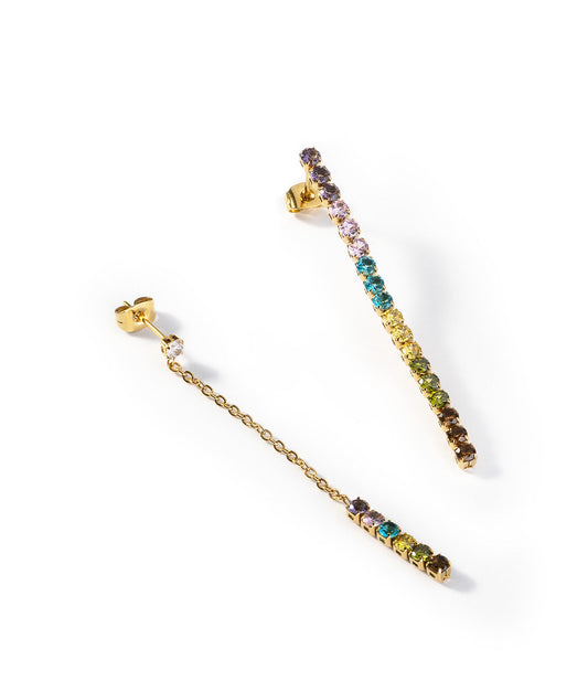 Goldene Ohrringe mit farbigen Kristallen | Lost in you
