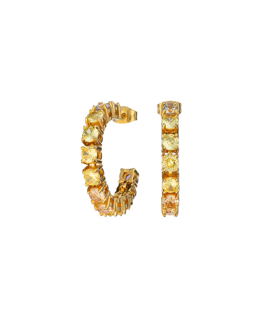 Goldene Creolen mit farbigen Kristallen | Lost in you