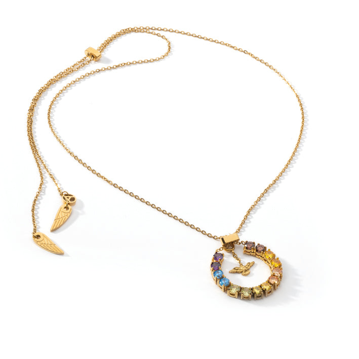 Goldkette mit farbigen Kristallen | Lost in you